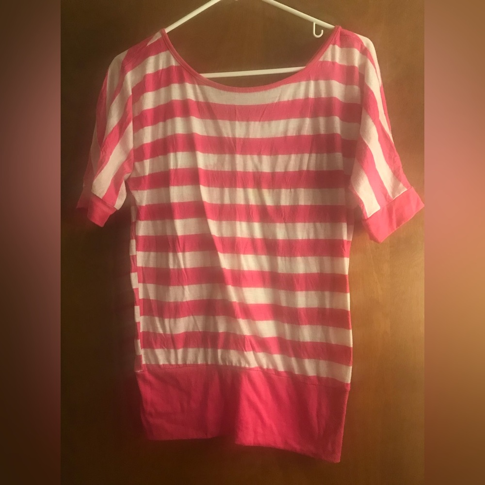 Striped Pink And White Shirt